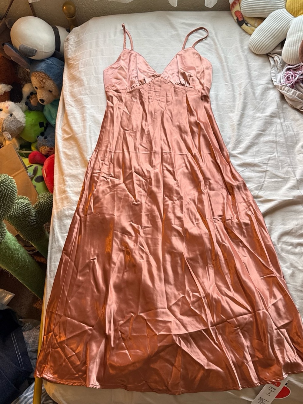 Cider Satin Maxi Slip Dress Orange